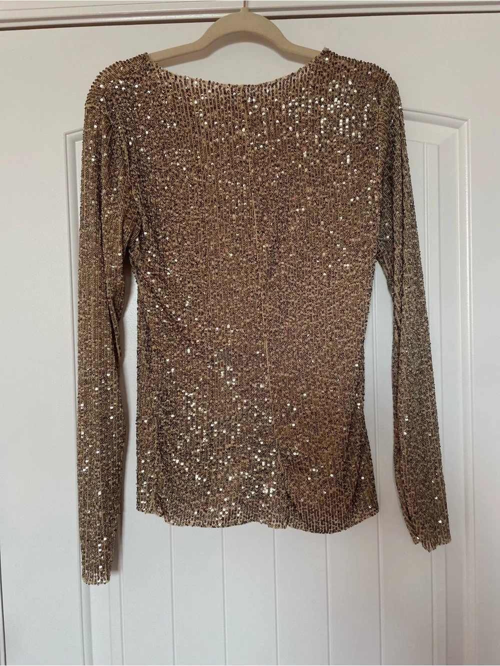 Free People Gold Sequin Long-Sleeve Top